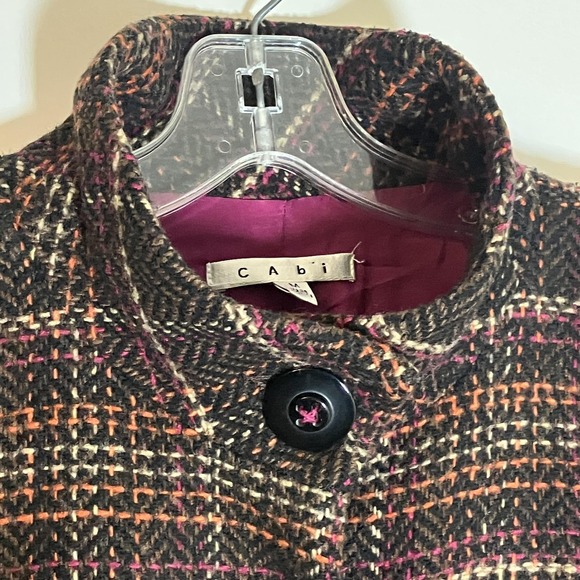 Cabi Vest Womens Medium Brown Plaid Tweed Button Front Belted Lined Waist Tie M - Picture 7 of 14